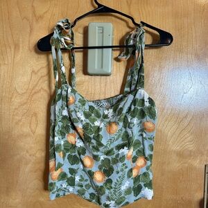 Reformation Green and Orange Floral Tank Top